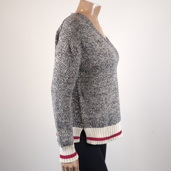 Roots Canada Iconic Cabin Sweater Marled Relaxed Fit VNeck Winter Fall Knit - Picture 9 of 11
